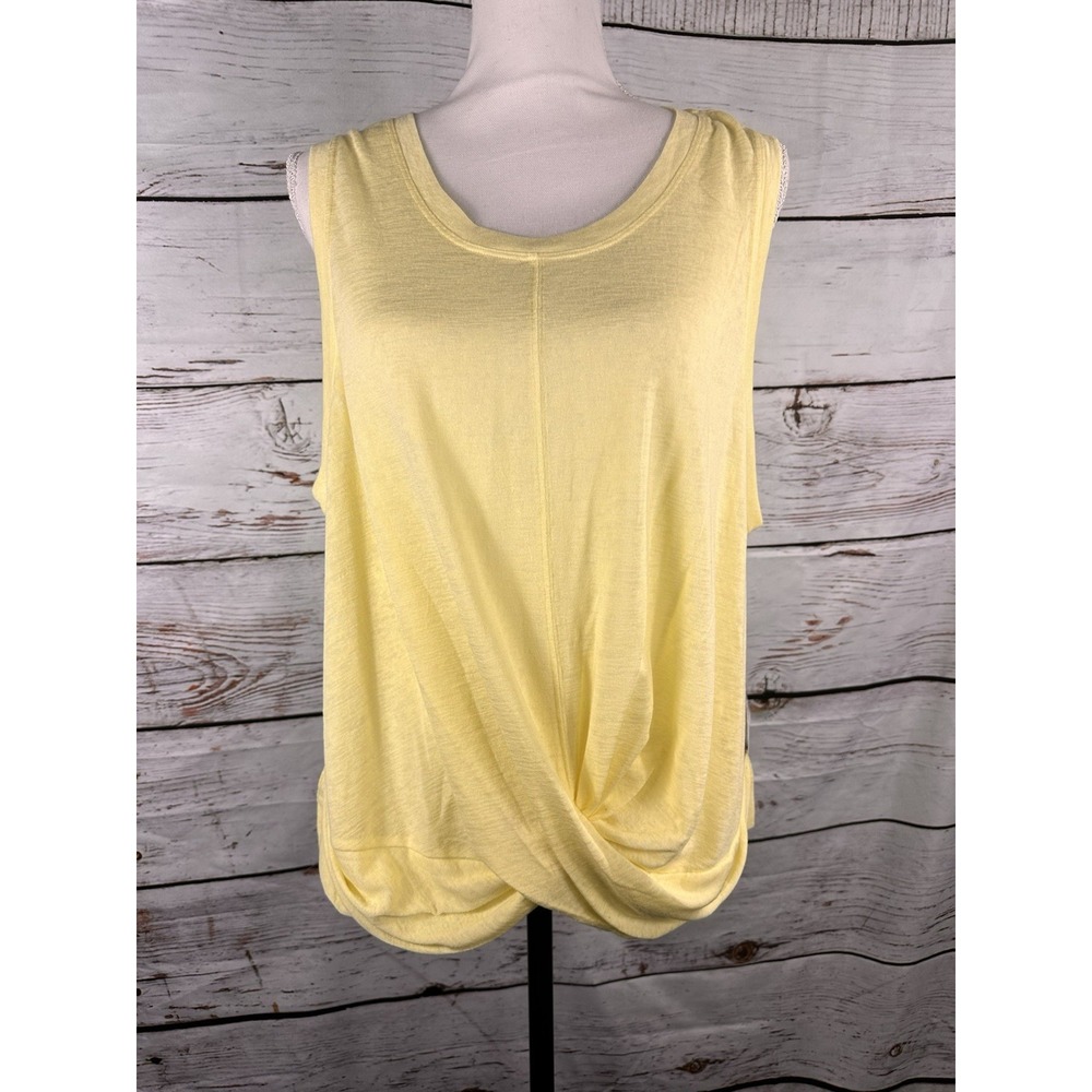 Athleta Womens Sleeveless T Shirt 2X Yellow NEW Breezy Twist Tank Cropped Run
